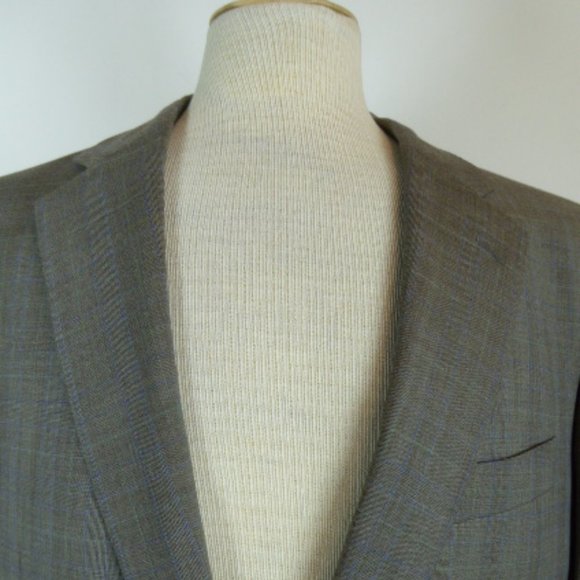 BELVEST suit 2 piece gray wool 2 button plaid jacket pants 42 made in Italy - Picture 3 of 11